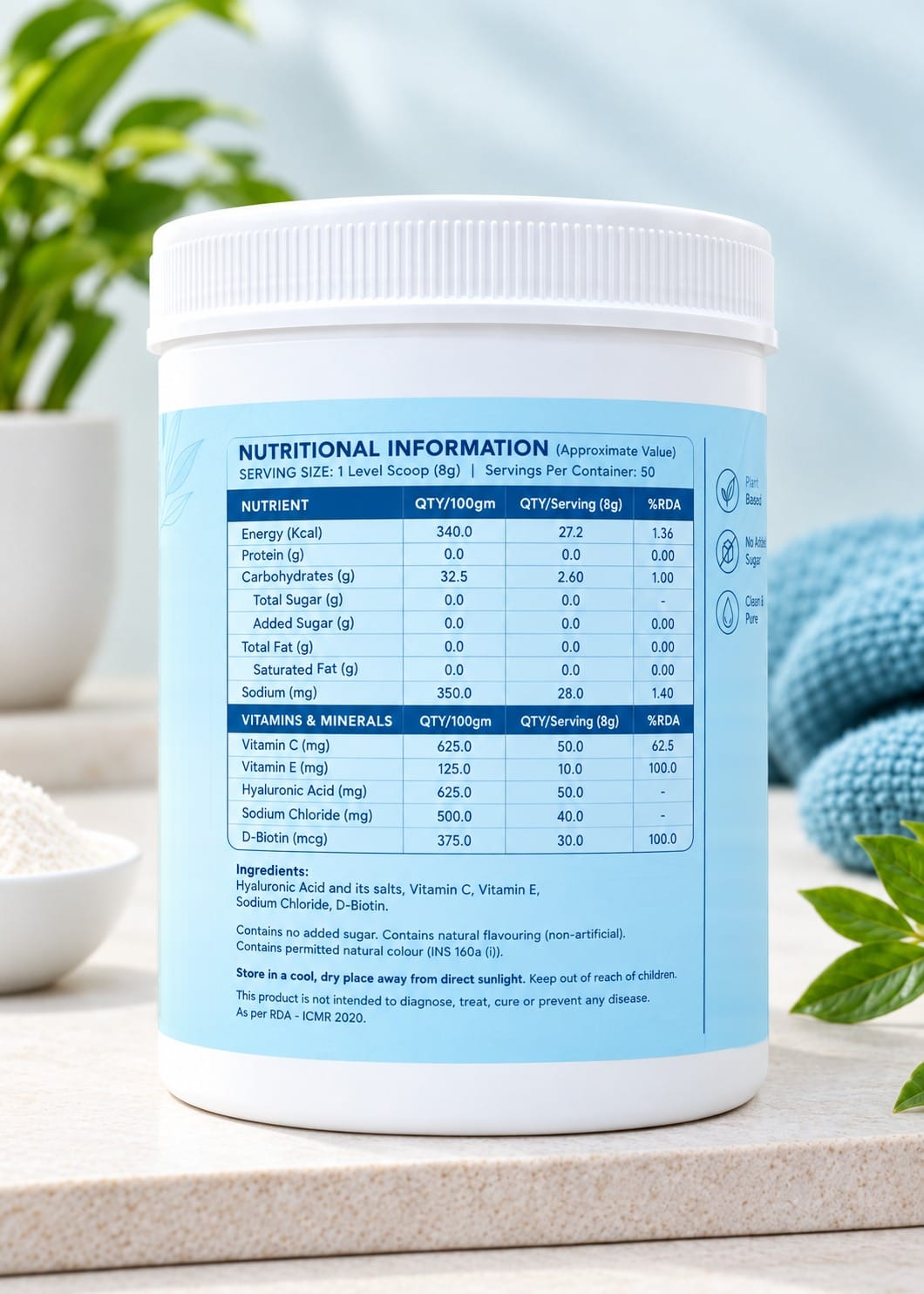 Hyaluronic acid + Essential Nutrients Powder (400gm)